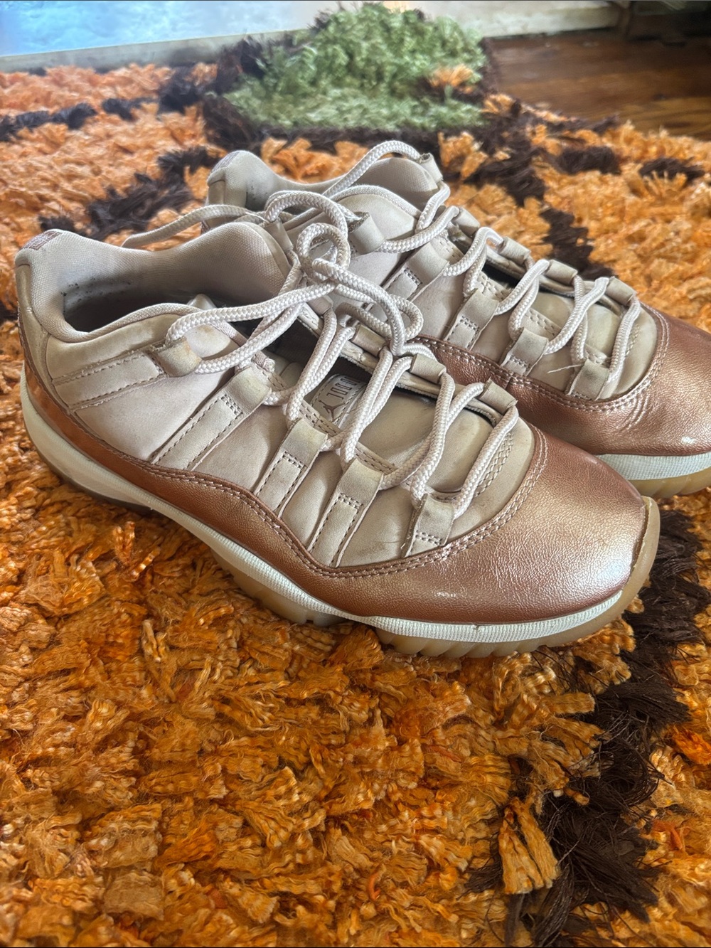 Jordan Women's Metallic Rose and Beige Low-Top Sneakers